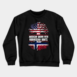 American Grown with Norwegian Roots USA Flag Crewneck Sweatshirt